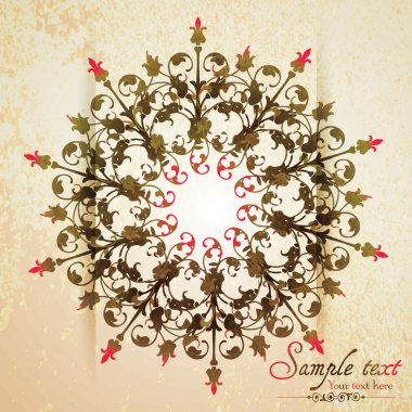 Desen ve dekoratif çerçeve Vintage süs şablonu. Vektör çizim.