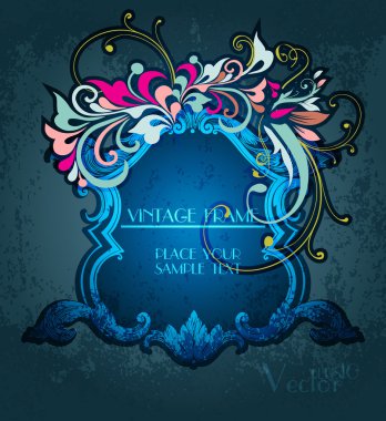 Klasik çiçek çerçevesi. Tasarım elementi.