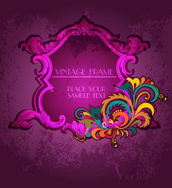 Klasik çiçek çerçevesi. Tasarım elementi.