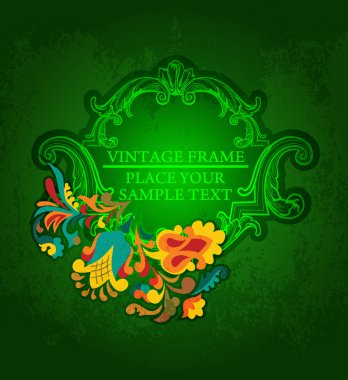 Klasik çiçek çerçevesi. Tasarım elementi.