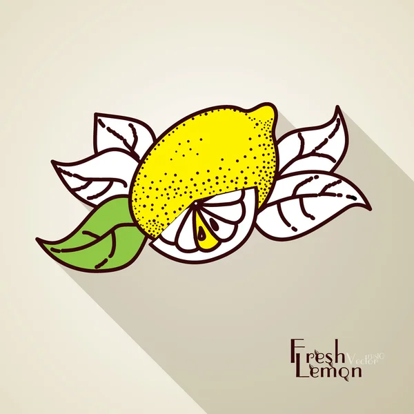 Vector. Limões frescos com folhas — Vetor de Stock
