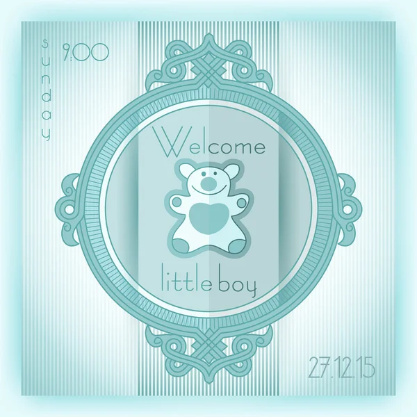 Baby boy shower invitation card — Stock Vector