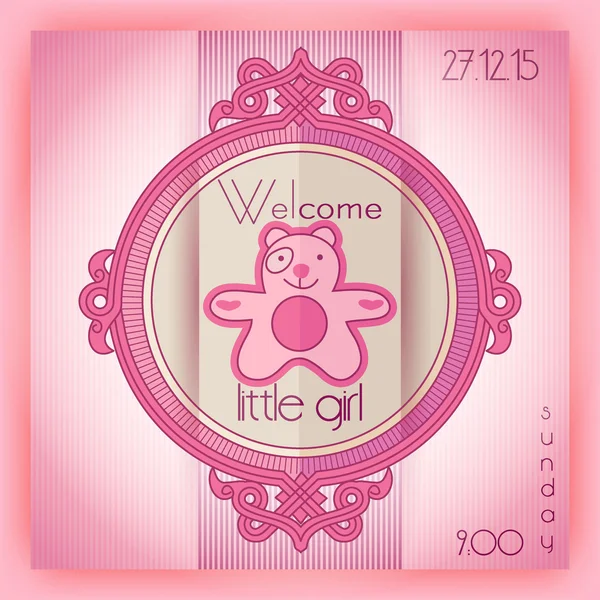 Baby girl shower invitation card — Stock Vector