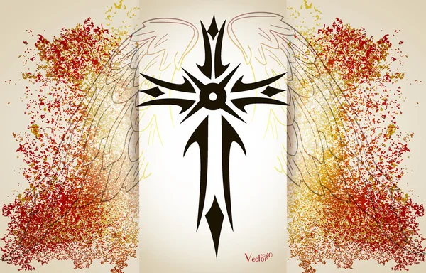 Vector Keltisch kruis met vleugels — Stockvector