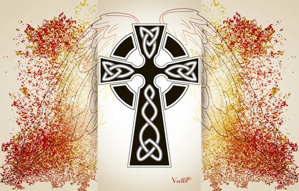 Vector Keltiskt kors med vingar — Stock vektor