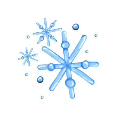 3D efektli parlak mavi kar taneleri, Noel ve Yeni Yıl için elle çizilmiş kış süslemeleri