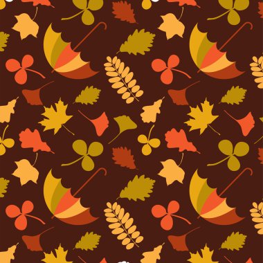 Mevsimlik ile Seamless Modeli yapraklar ve obje sonbahar