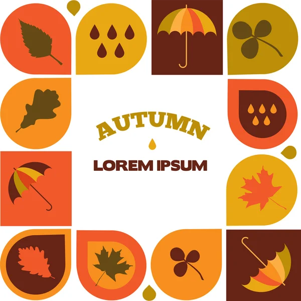 Herfst verkoop illustratie met seizoensgebonden pictogrammen en korting — Stockvector