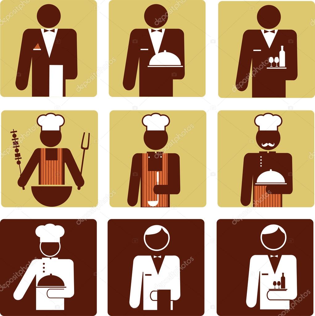 nine chef and waiter icons