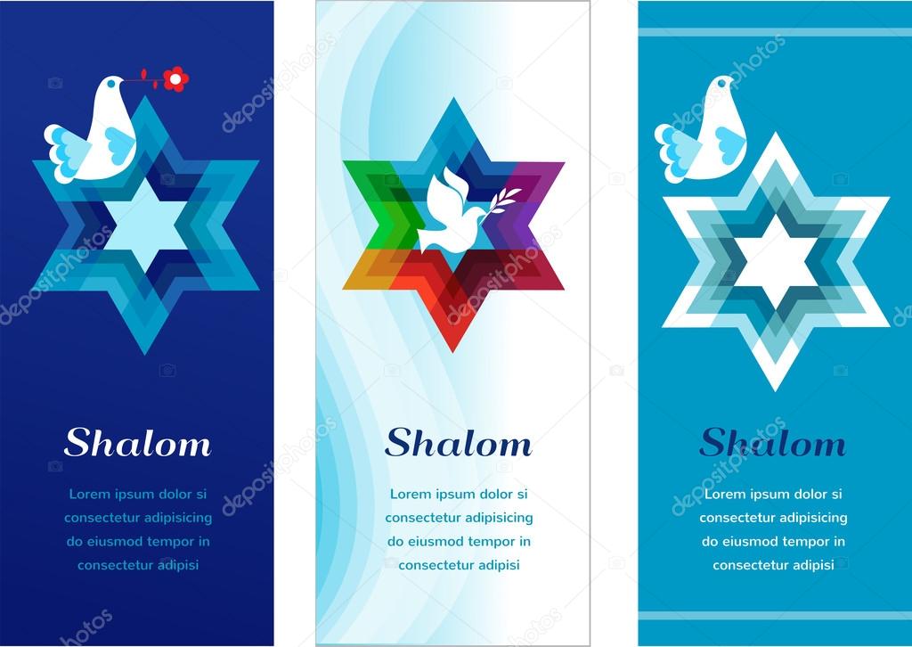 three template cards with jewish symbols