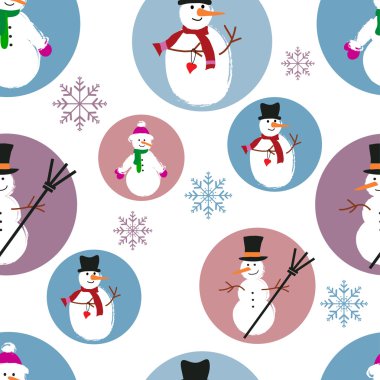 Şablon / mavi ve mor zemin üzerine kardan adam