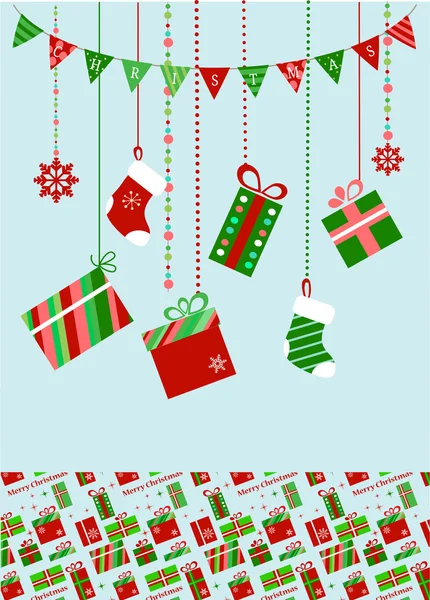 Calcetines y regalos de Navidad — Vector de stock