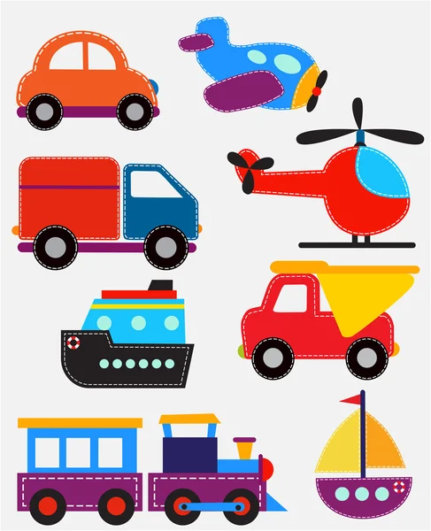 Conjunto de juguetes de transporte — Vector de stock