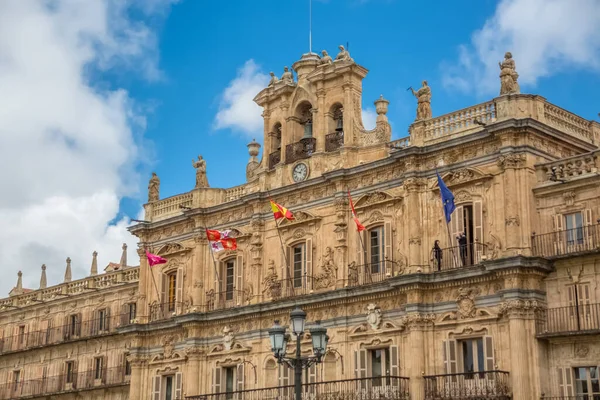 Salamanca Spanje 2021 Uitzicht Barokke Gevel Van Het Stadhuis Van — Stockfoto