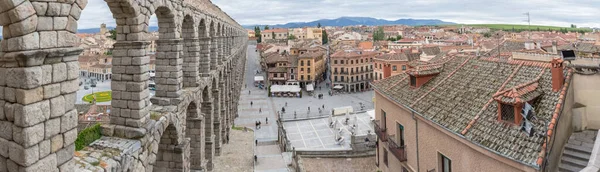 Segovia España 2021 Vista Panorámica Plaza Oriental Del Acueducto Romano — Foto de Stock