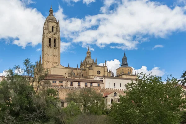Segovia España 2021 Majestuosa Vista Emblemático Edificio Gótico Español Catedral — Foto de Stock
