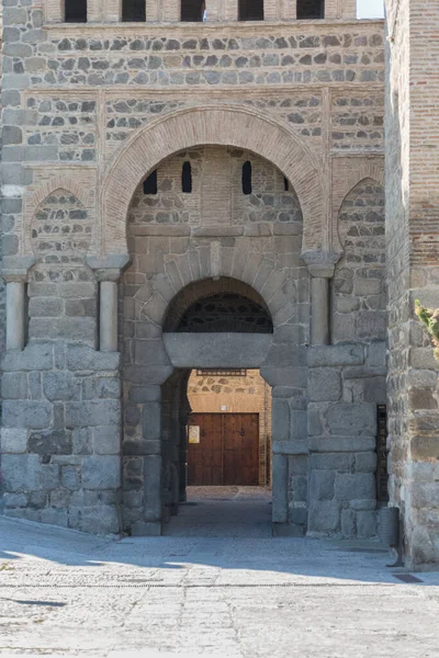 Toledo Espanha 2021 Vista Puerta Bisagra Originalmente Bab Saqra Também — Fotografia de Stock