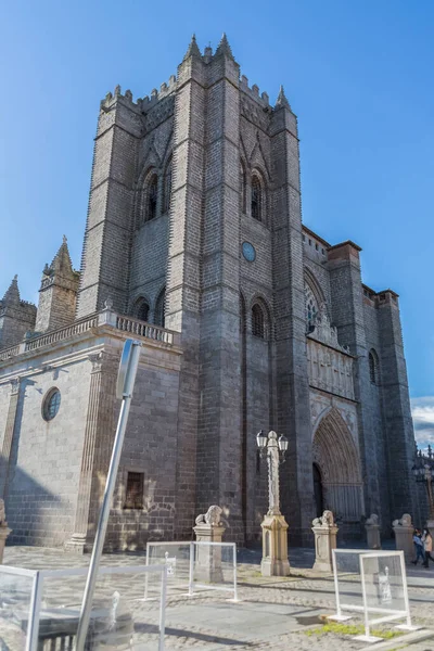 Avila Spain 2021 Great View Austere Romanesque Gothic Front Ade — 图库照片