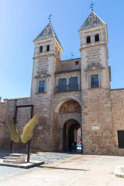 Toledo Espanha 2021 Vista Interior Antigo Portão Bisagra Puerta Del — Fotografia de Stock