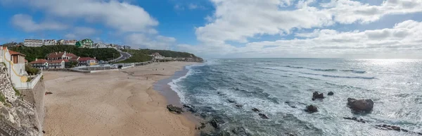Leiria Portugalia 2020 Fantastyczny Widok Plażę Sao Pedro Moel Wioskę — Zdjęcie stockowe