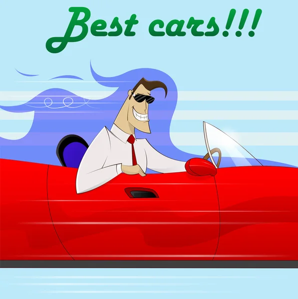 Businessman in a red car . — Stock Vector