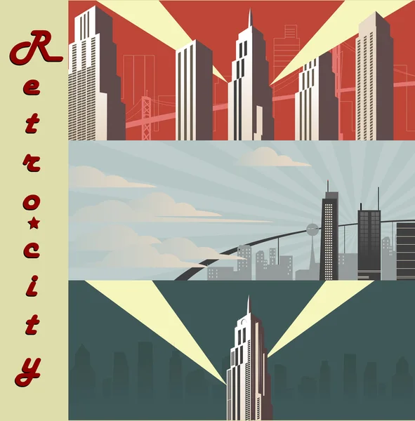 Cityscape horizontal Cartoon cidade em diferentes variações de cor . — Vetor de Stock