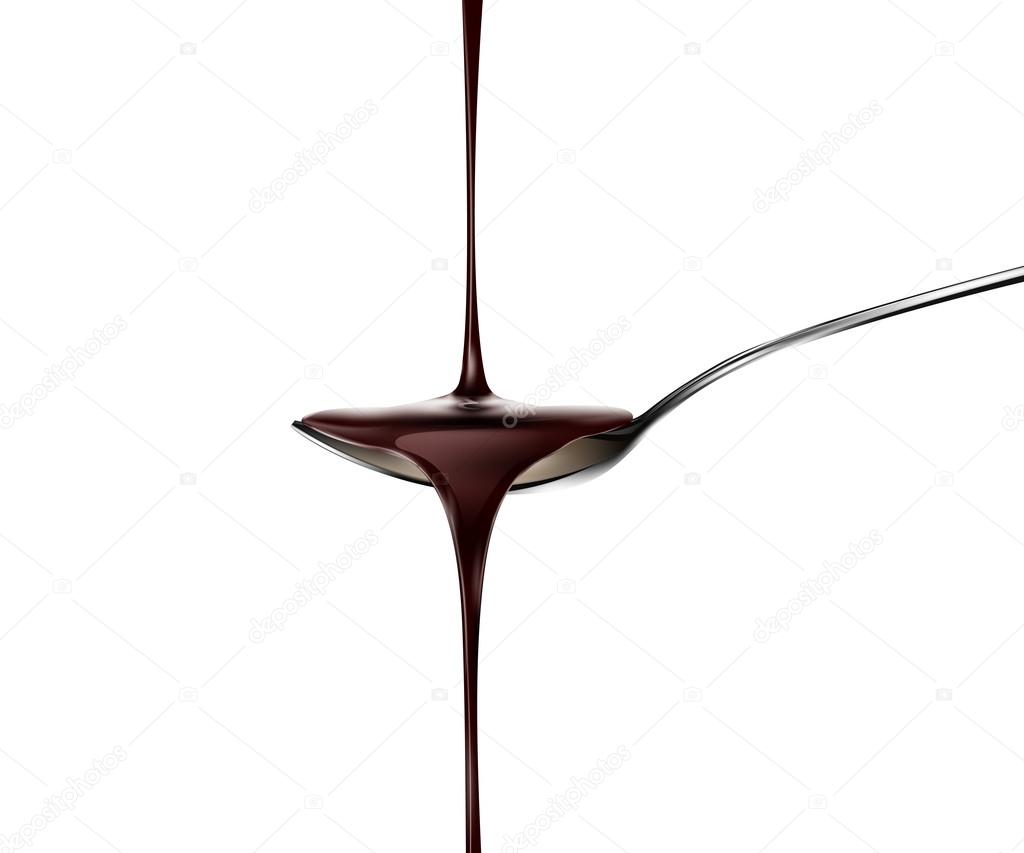 chocolate dripping from spoon
