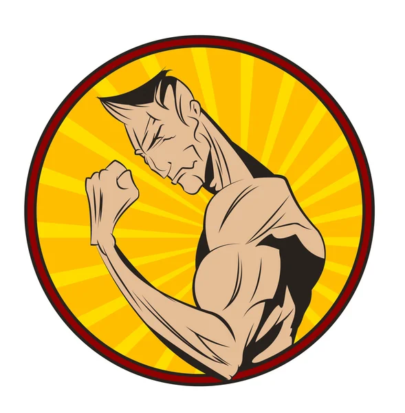 Bodybuilder toont zijn biceps. — Stockvector