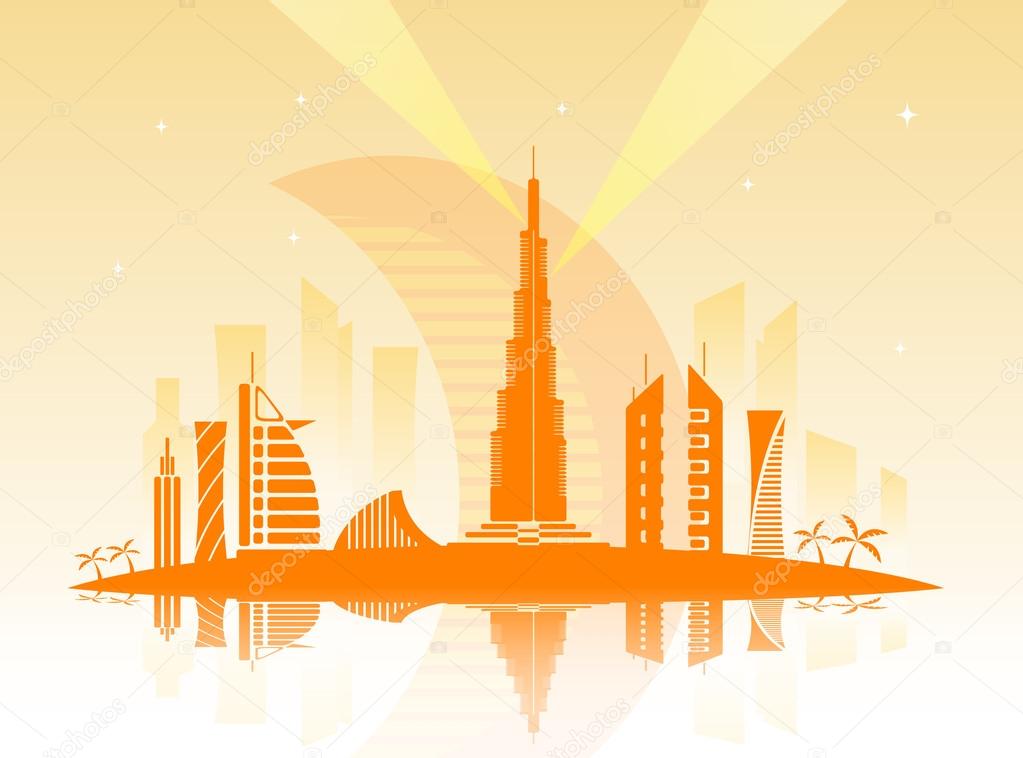 vector illustration of the city of Dubai