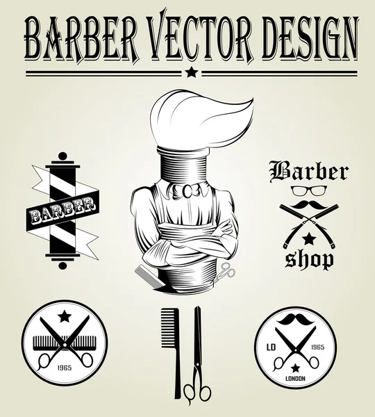 Vintage hand drawn logo of barber shop — Stock Vector