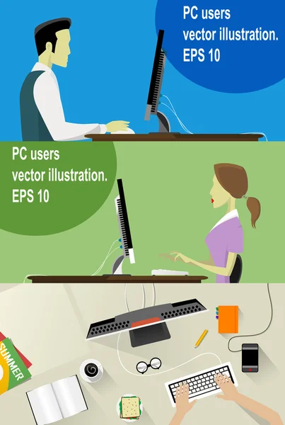 Vector Workplace Concept Flat Illustration. — Stock Vector