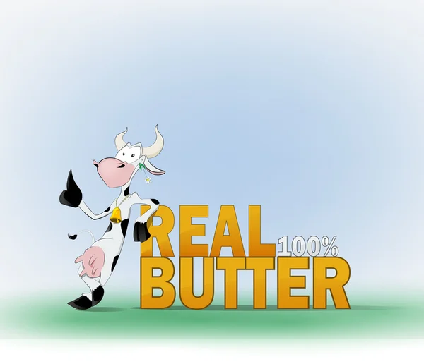 Vaca y las palabras mantequilla real . — Archivo Imágenes Vectoriales