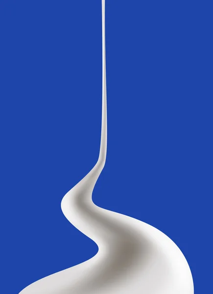Gießen Vektor Milchfluss auf blauem Hintergrund. — Stockvektor