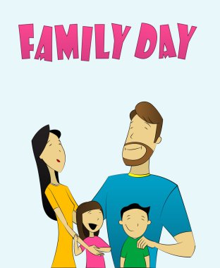 Mutlu bir aile: Baba, anne, oğlu ve bebek kız.
