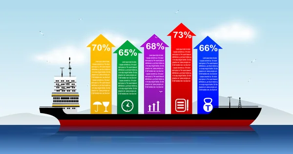 Modello infografico con la barca di trasporto — Vettoriale Stock