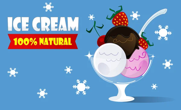 Ice cream podlewane sosem czekoladowym — Wektor stockowy