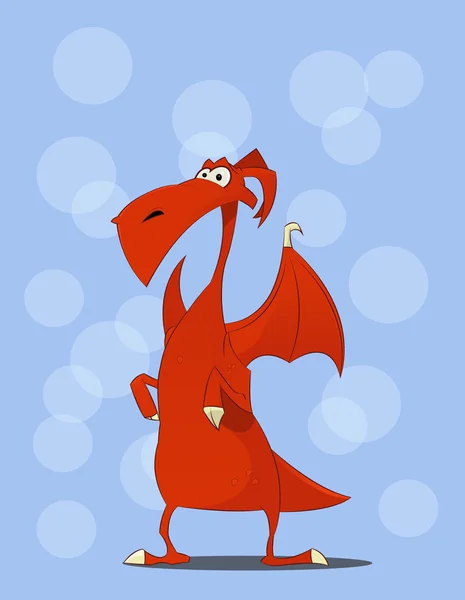 Cute red dragon vector illustration. Cartoon — Stock Vector