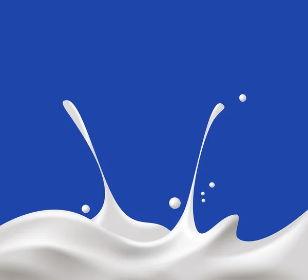 Salpicadura de leche sobre fondo azul — Archivo Imágenes Vectoriales