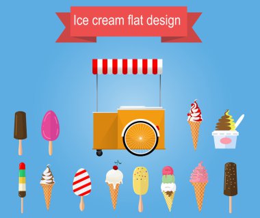 Retro vektör dondurma arabası