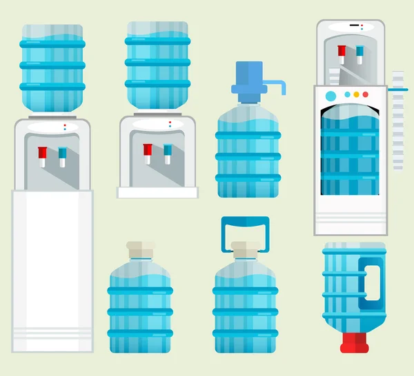 Iconos vectoriales del aparato refrigerador de agua . — Archivo Imágenes Vectoriales