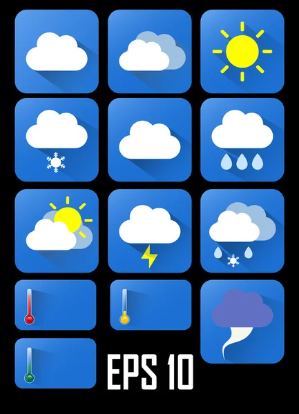 Illustrazione vettoriale delle icone meteo a colori piatti — Vettoriale Stock