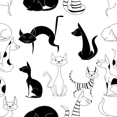 Komik sevimli kediler ile sorunsuz vektör desen