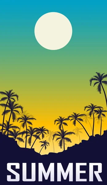 Summer night landscape. — Stock Vector