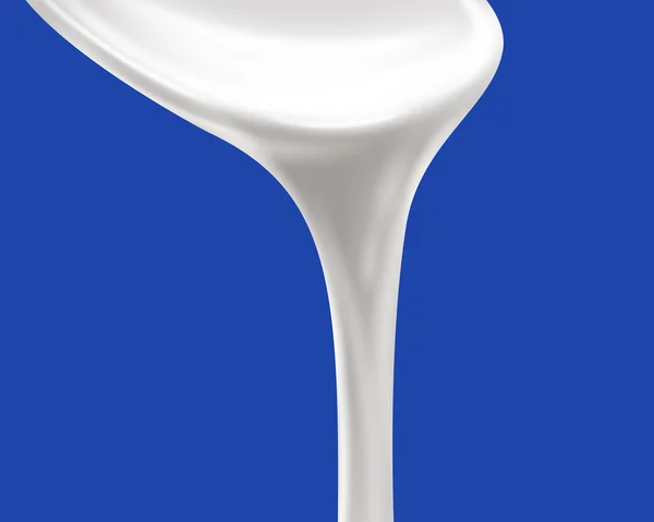 Cucchiaio e yogurt su sfondo blu — Vettoriale Stock