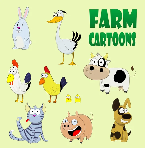 Set of cute farm animals — Stock Vector