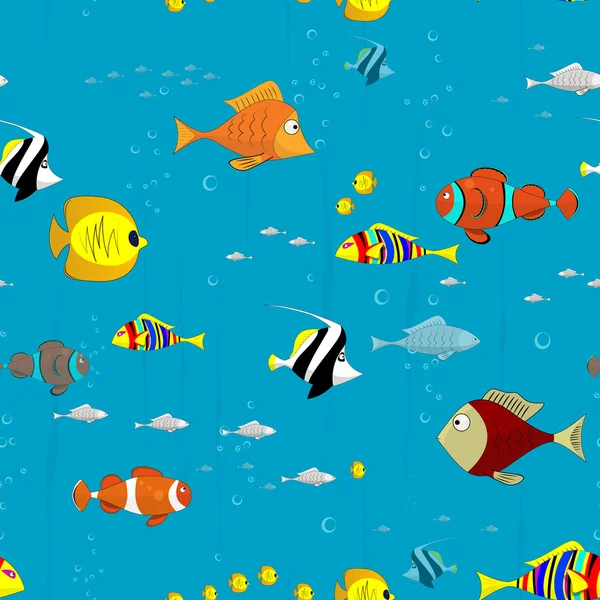 Mar, océano, patrón, coral, peces, exótico, peces tropicales — Vector de stock