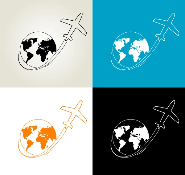 Navegación aérea alrededor del mundo. Ilustración vectorial — Archivo Imágenes Vectoriales