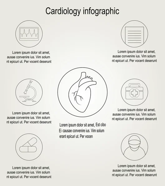 Cardiology thin line icons. — Stock Vector