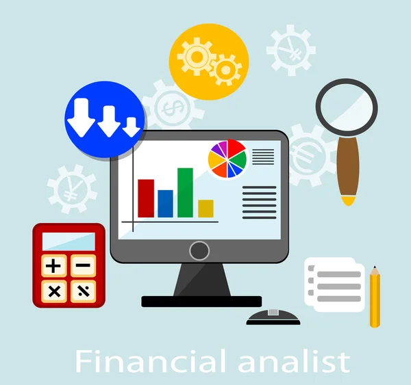 Düz tasarım vektör çizim Infographic konsepti ile modern iş çalışma öğeleri, finans evrak nesneleri ve finansal planlama geliştirme iş projesi için simgeleri. — Stok Vektör