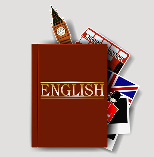 Dizionario Rosso Inglese — Vettoriale Stock